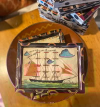 Image 1 of Red Sail Folkart Ship by Kolene Spicher SOLD TO CINDY