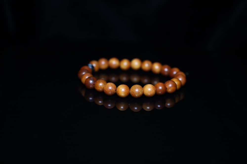 Handmade 8MM Burmese Rosewood Mala Beads Fragrant Natural Wood Round Beads Stretch Bracelet Size 7.5