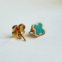 Image 2 of 18K Gold Plated Clover Earrings 