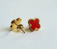 Image 4 of 18K Gold Plated Clover Earrings 