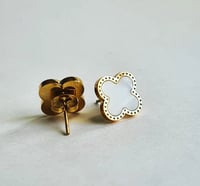 Image 5 of 18K Gold Plated Clover Earrings 
