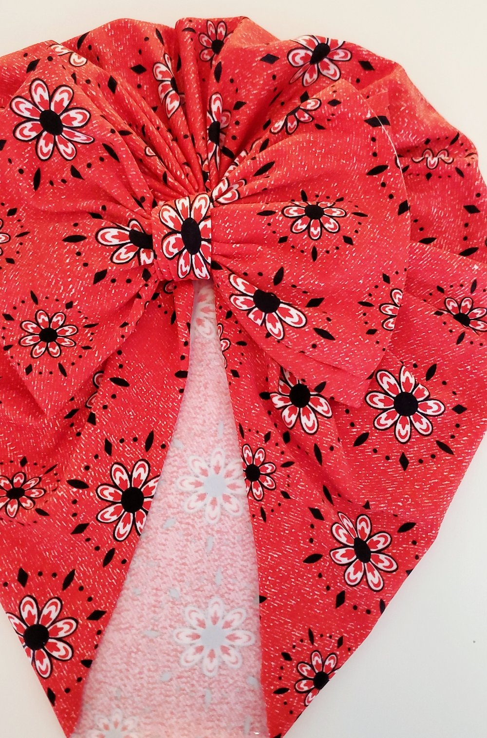 Image of Red floral swim turban