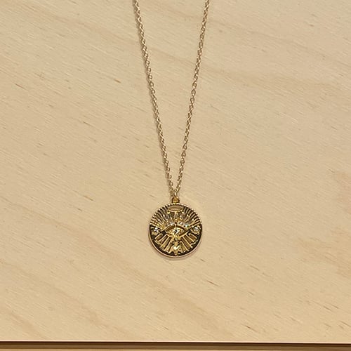 Image of Eye CZ Coin Talisman Gold Filled Necklace