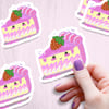 Pink Cute Kawaii Red Strawberry Pie Slice Sticker