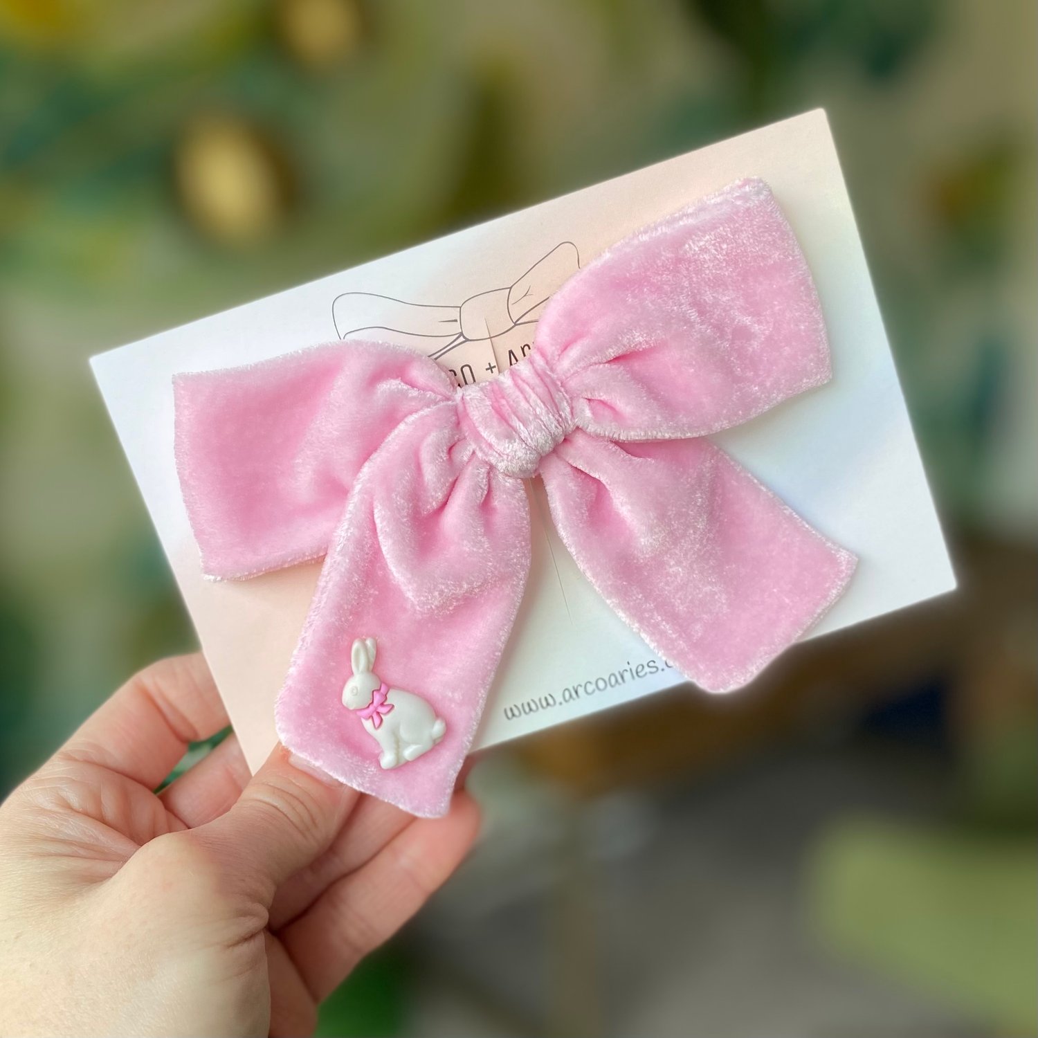 Image of Pink chocolate bunny custom dyed and embellished silk velvet