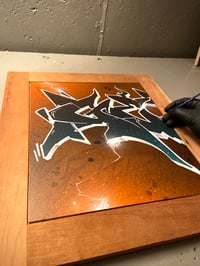 Image 3 of "GE" Hand Painted Framed wood panel 