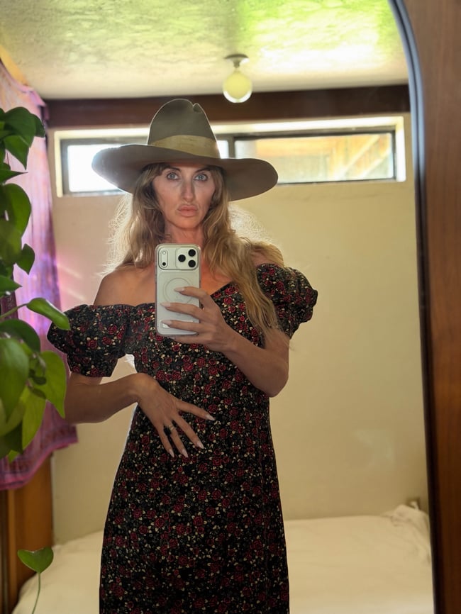 vintage Betsey Johnson New York floral corduroy milkmaid dress