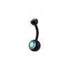 Swarovski - Turquoise Double Jewelled Belly Banana Black (Surgical Steel)