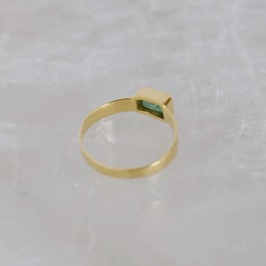 Image of Colombia Emerald emerald cut 14k gold flat band ring