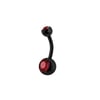 Swarovski - Red Double Jewelled Belly Banana Black (Surgical Steel)