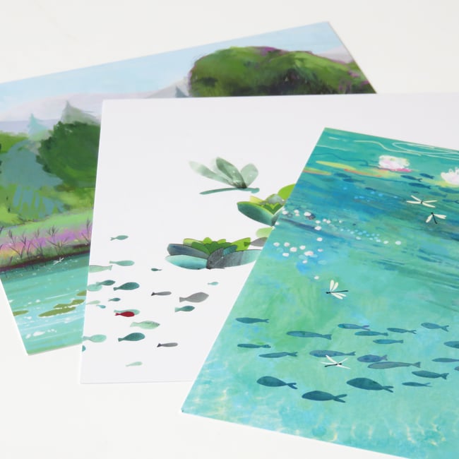 Lot 3 Cartes postales Libellules