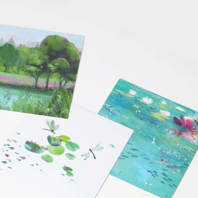 Lot 3 Cartes postales Libellules