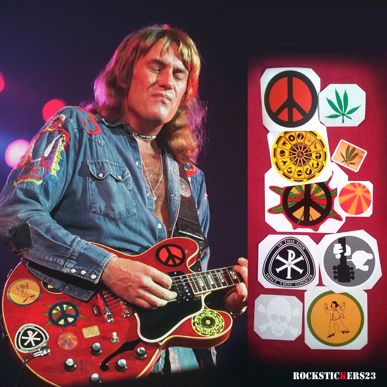 Alvin Lee guitar stickers Ten Years After Gibson Big Red ES-335 Custom ...