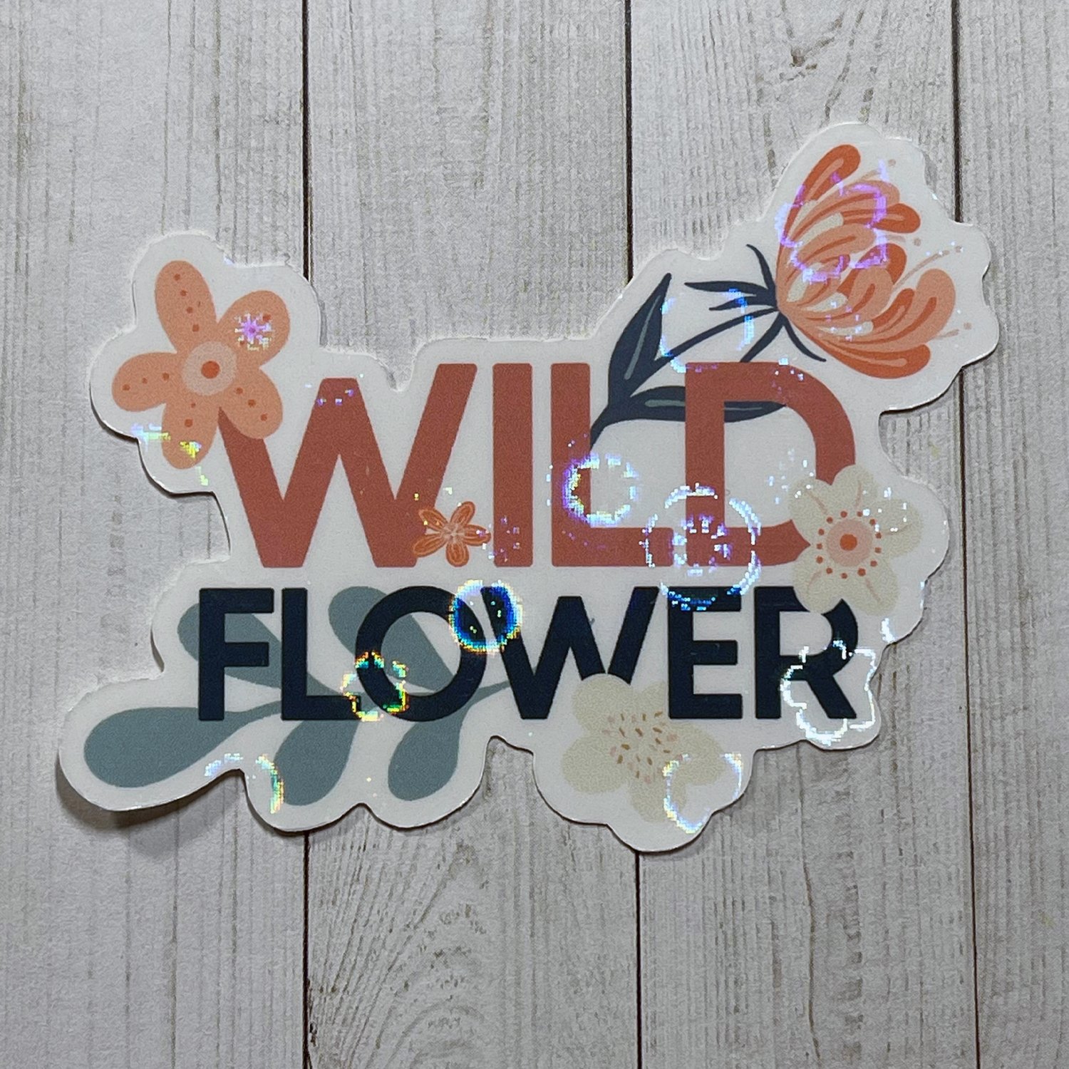Floral Sticker, Water Bottle Sticker, Wild Flower Sticker, Holographic Sticker Weatherproof Sticker,