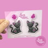 Black Kitty Cat Dangle Earrings