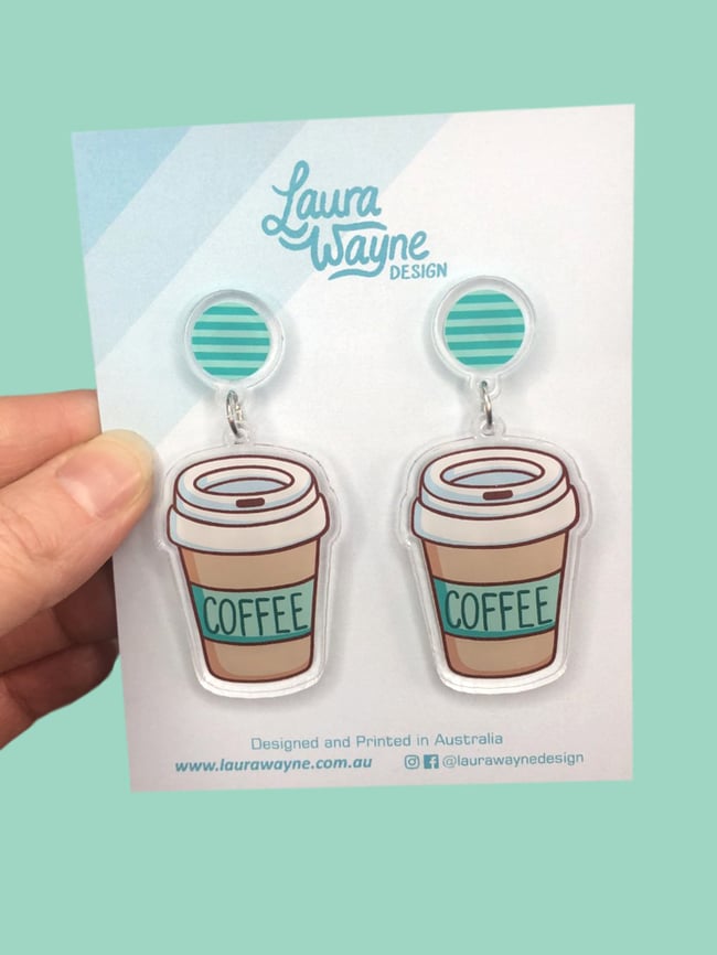 Aqua Coffee Dangle Earrings