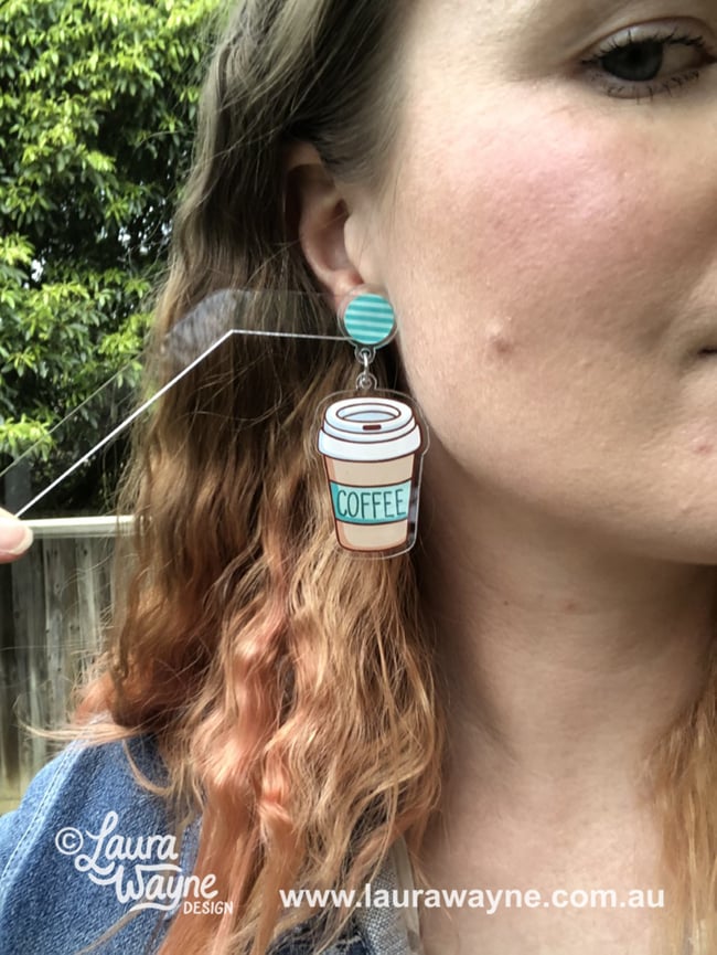 Aqua Coffee Dangle Earrings