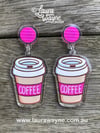 Pink Coffee Dangle Earrings