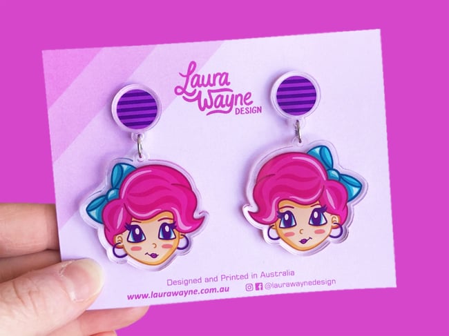 Retro Girl Dangle Earrings