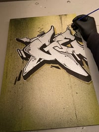 Image 2 of GESER Hand Painted "GE" Wood Panel