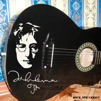 Image 1 of John Lennon stickers vinyl portrait + signature Autographs The Beatles guitar, car