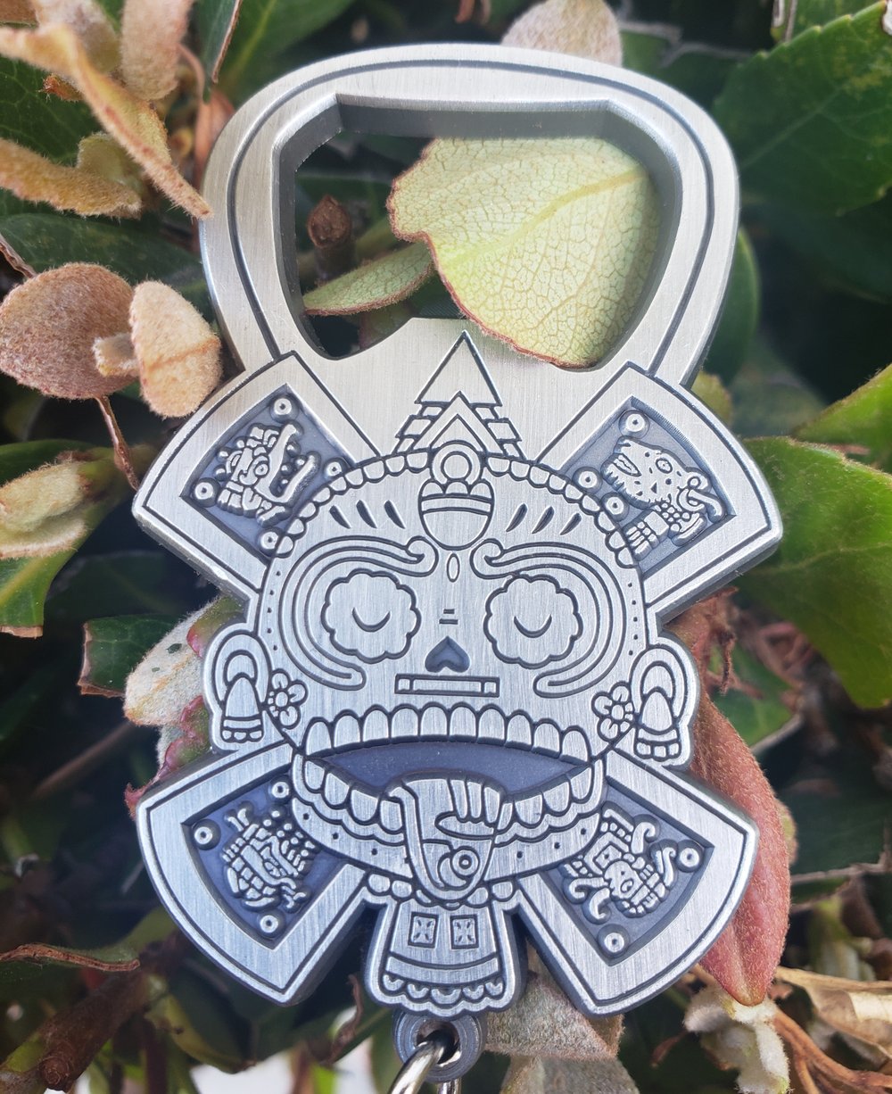Calavera Del Sol Bottle Opener Keychain