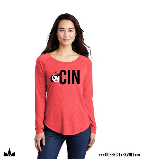 Image of CIN Baseball Women's Longsleeve, Heather Red