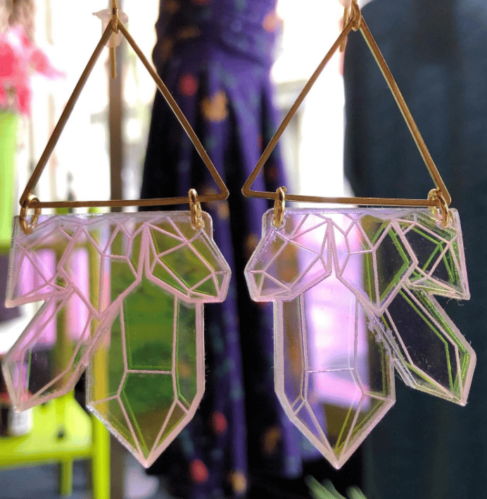Image of Iridescent 2D Crystal Earrings