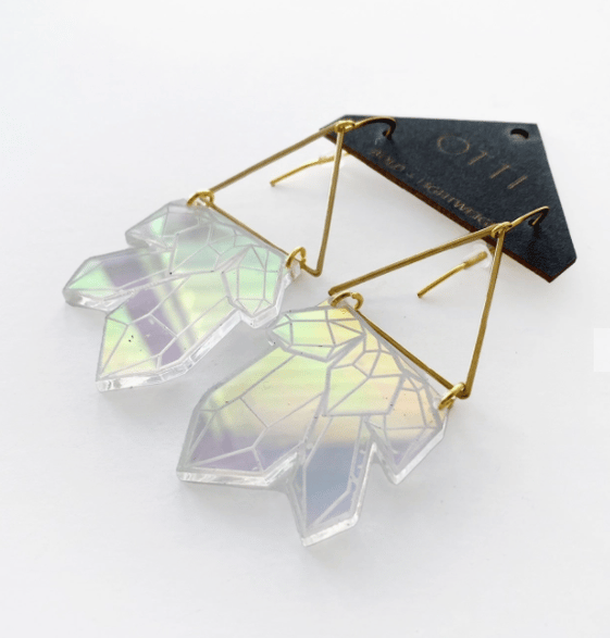 Image of Iridescent 2D Crystal Earrings