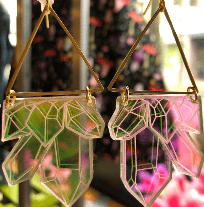 Image of Iridescent 2D Crystal Earrings