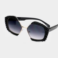 Image 2 of Sparkly Crystal Bling Pentagon Sunglasses, Geometric Shades