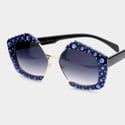 Sparkly Crystal Bling Pentagon Sunglasses, Geometric Shades