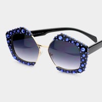Image 3 of Sparkly Crystal Bling Pentagon Sunglasses, Geometric Shades