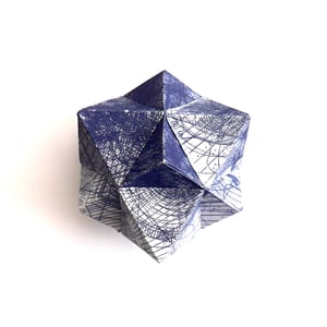 Image of Large Polyhedral Form - Octahedron and Cube in blue-violet