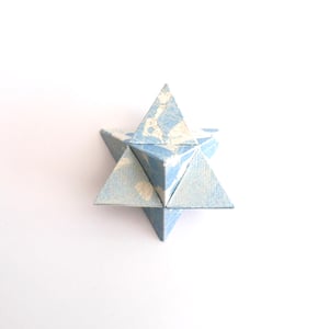 Image of Medium Polyhedral Form - Two tetrahedrons in pale blue and cream