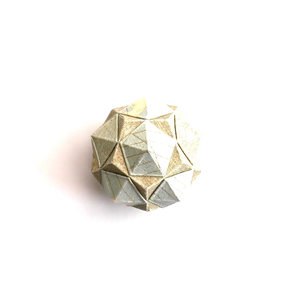 Image of Medium Polyhedral Form - Icosahedron and Dodecahedron in beige and pale blue