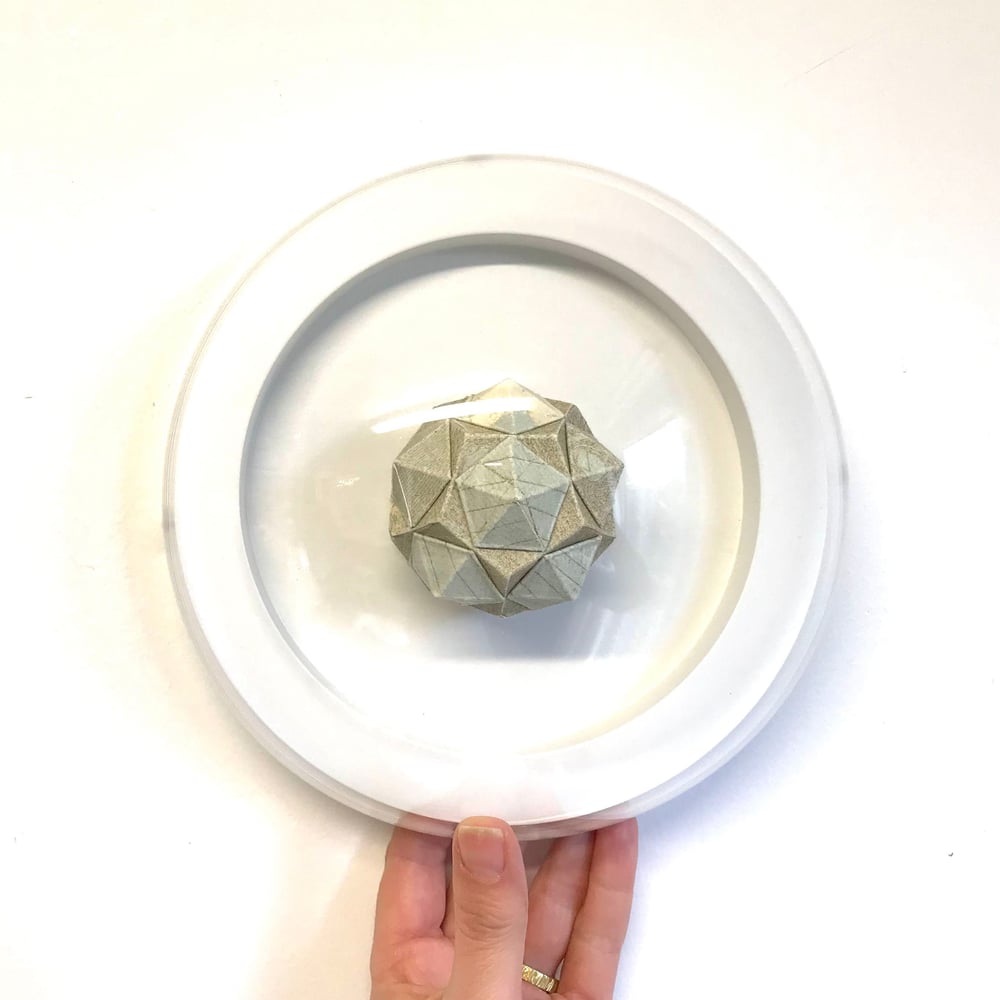 Image of Medium Polyhedral Form - Icosahedron and Dodecahedron in beige and pale blue