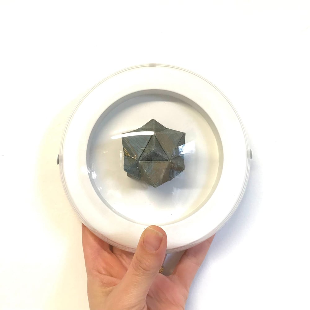 Image of Small Polyhedral Form  - Octahedron and cube in blue-grey and copper