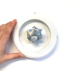 Image of Small Polyhedral Form - Octahedron and cube in pale blue and cream