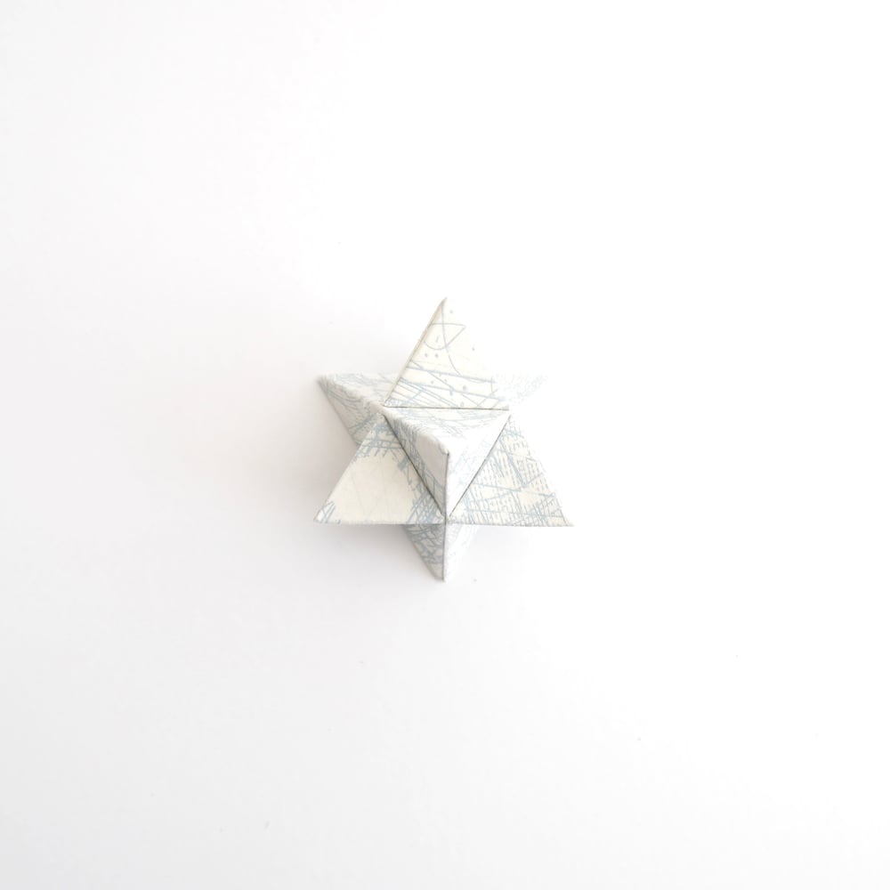 Image of Small Polyhedral Sculpture - Two tetrahedrons in pale turquoise