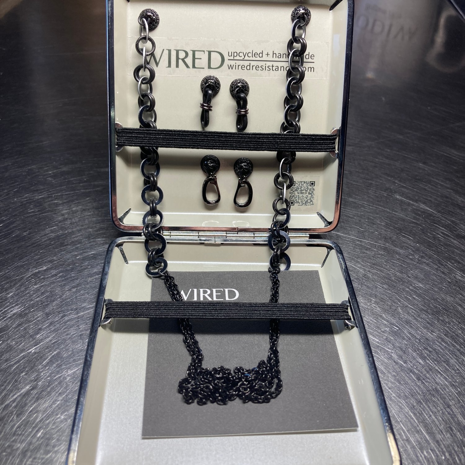 Image of 18.5" All Black Stainless & Aluminum Convertible Chain with Black Pavé Clasp