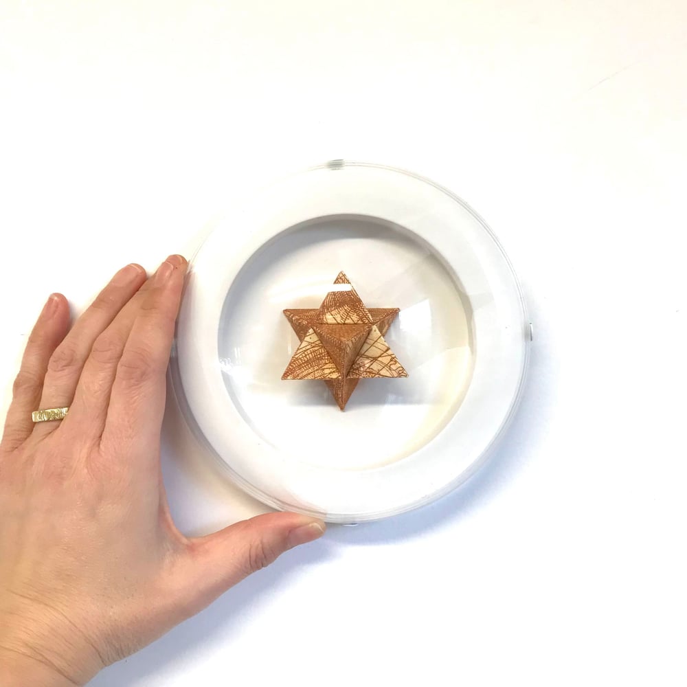 Image of Small Polyhedral Form - Two tetrahedrons in burnt sienna