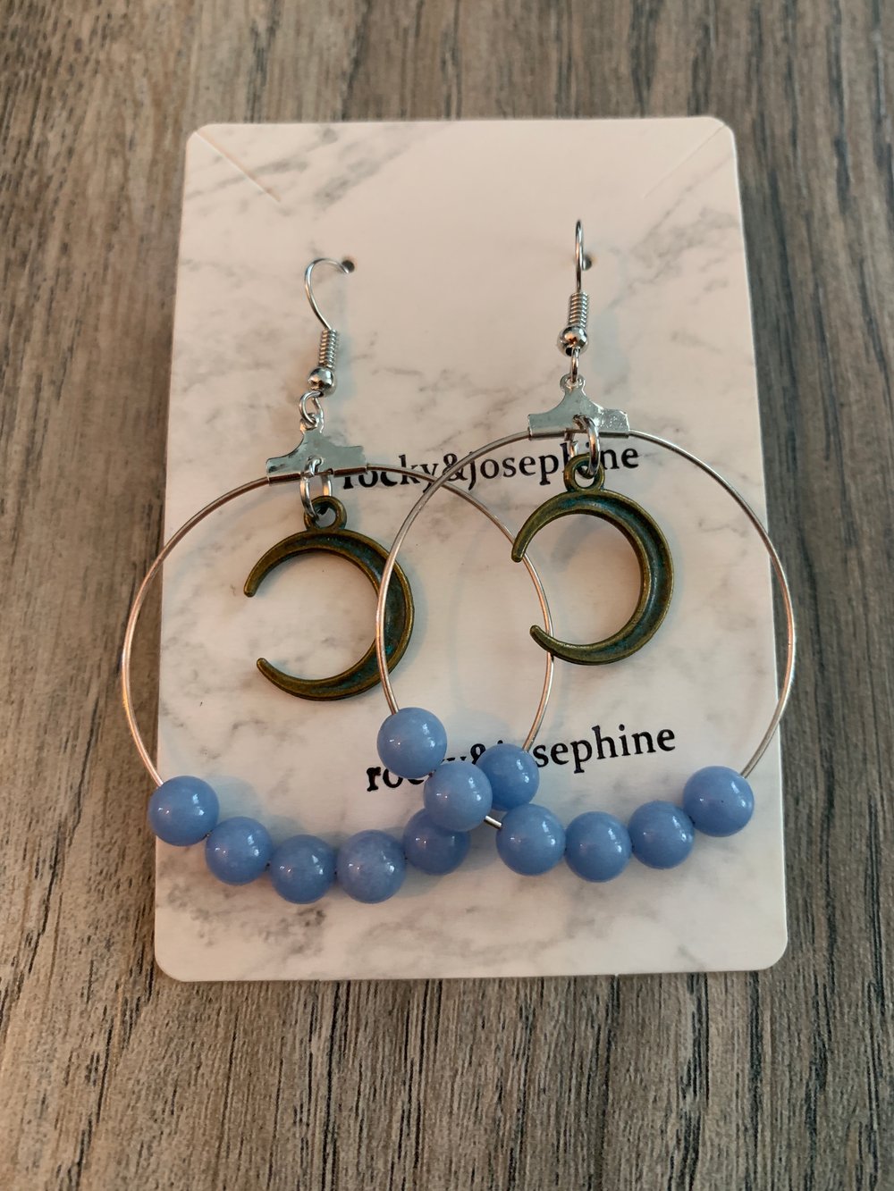 Image of Reiki Charged Celestial Aragonite Hoops