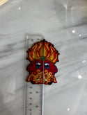 Fire Kirby Woven Embroidery Patch - 3.5 Inch, Iron On Back 