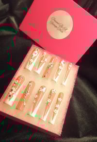 Image 2 of 3XL Hard Gel French w/3D Flowers