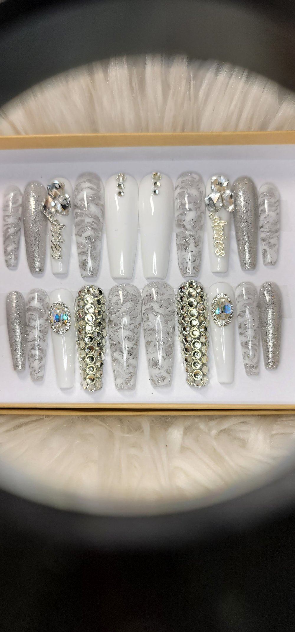 Image of White Aries Birthday Nailz