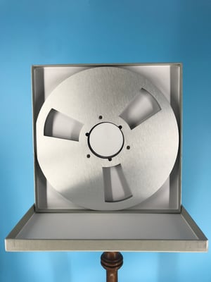 Image of Burlington Recording 1/4" x 12" Heavy Duty SILVER NAB Metal Reel in Silver Box
