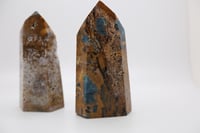 Image 2 of BLUE APATITE  in a  YELLOW JASPER MATRIX