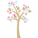 Tree with Bird Nest Fabric Decal - Removable and Reusable