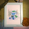 Abominable Snowman - "I love winter" Seasonal Glitter Print